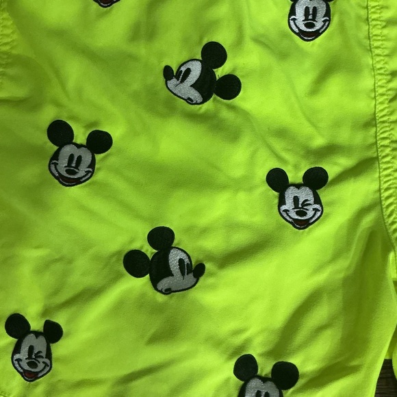 MC2 Saint Barth Men’s Mickey Mouse Embroidered Swim Shorts In Florescent Yellow - Picture 2 of 9
